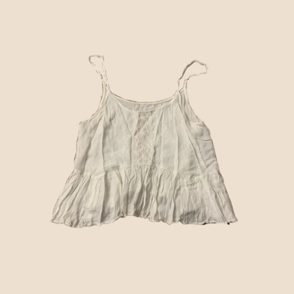 boho feel white flowy tank top medium